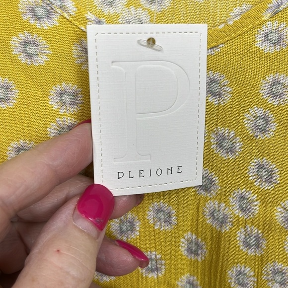 Pleione Womens Top S Yellow Blue Floral Balloon Sleeves Tiered Pullover Boho NWT - Picture 3 of 14